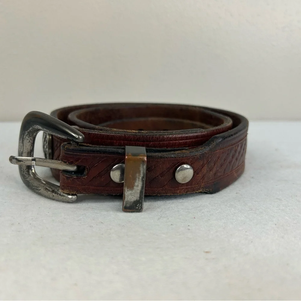 Vintage Brown Leather Golf Men's Belt Size 36 Golfing Sports Western Country